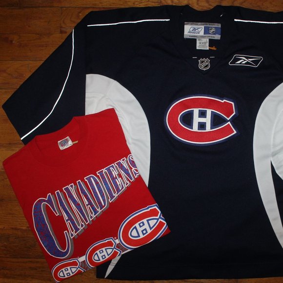 2006-07 Reebok Montreal Canadiens Practice Jersey + Vintage 1994 Shirt - Picture 1 of 10